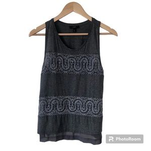 J CREW Gray Metallic Lace Panel Tank Top